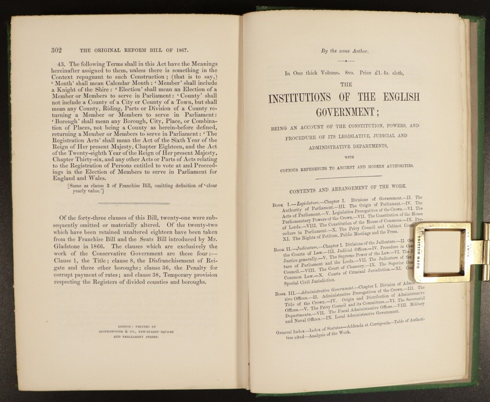 1868 History Of The Reform Bills Antiquarian British Legal History Book