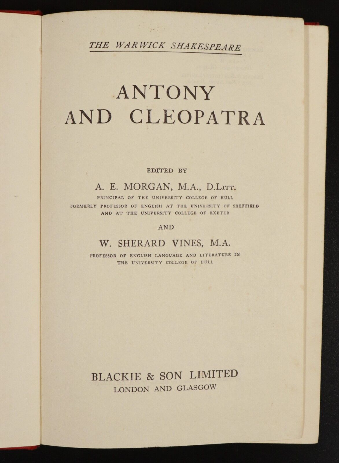c1930 The Warwick Shakespeare: Antony & Cleopatra Antique Literature Book - 0