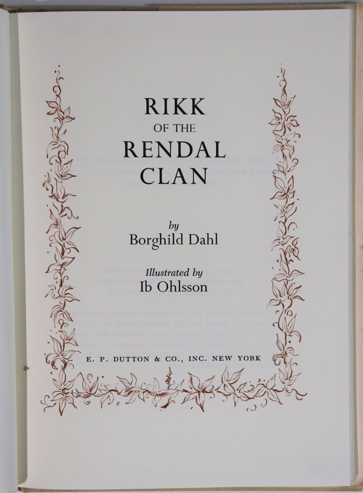 Rikk Of The Rendal Clan by B. Dahl - 1968 - 1st Edition Children's Book - 0