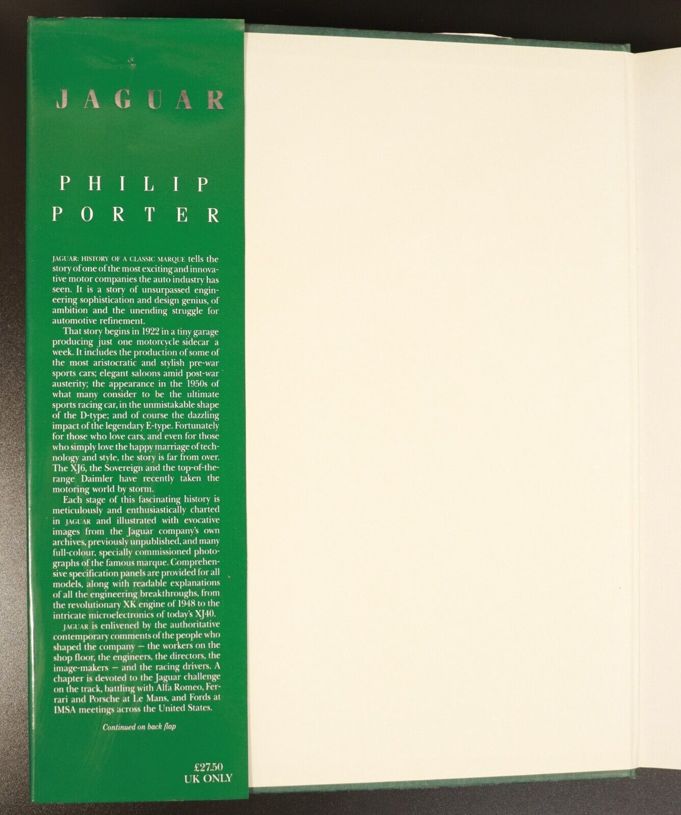 1989 Jaguar: History Of A Classic Marque by Philip Porter Automotive Book - 0