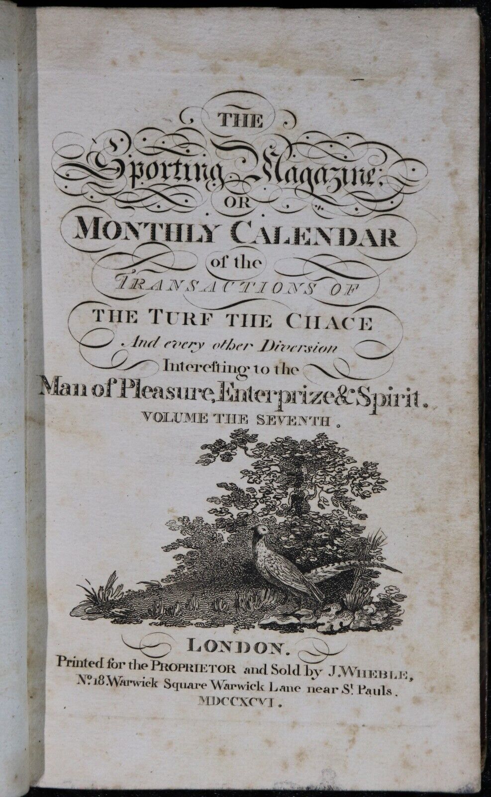 The Sporting Magazine: Monthly Calendar - 1796 - Antiquarian Sport History Book