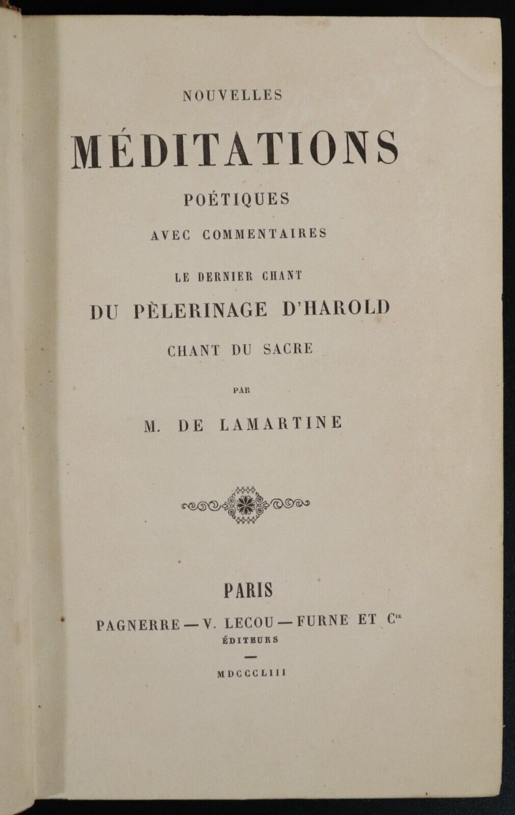 1853 Nouvelles Meditations Poetiques by M De Lamartine Antiquarian Book - 0