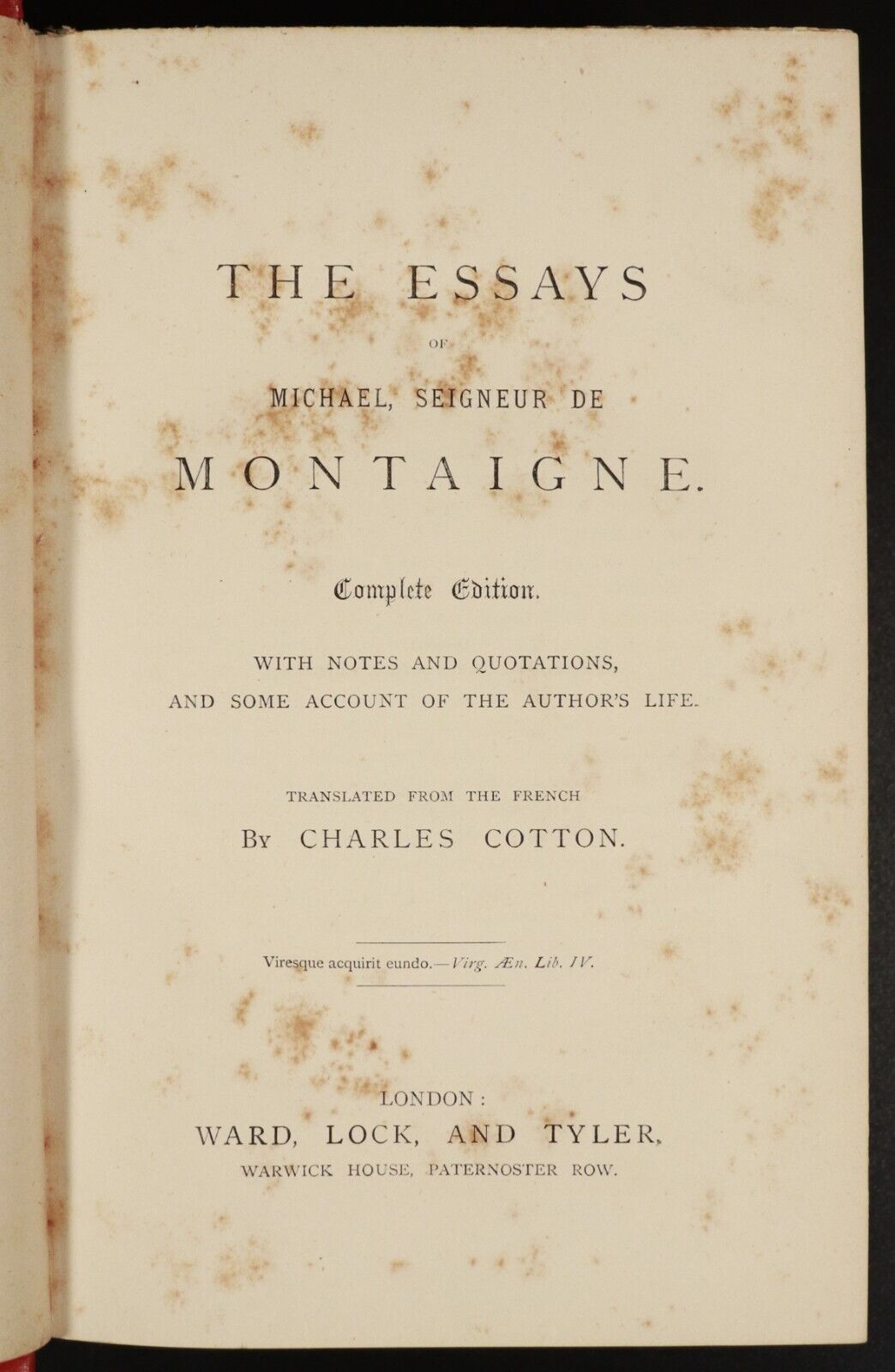 c1870 Montaigne's Essays Translated by C. Cotton Antiquarian Philosophy Book - 0