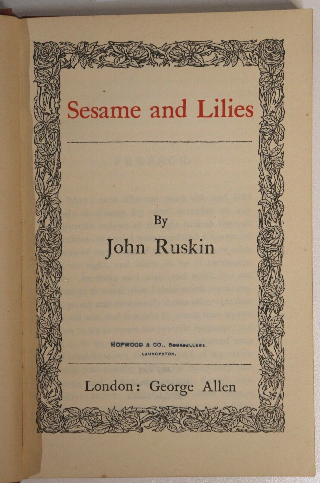 Sesame and Lilies by John Ruskin - 1905 - Antique Philosophy Book